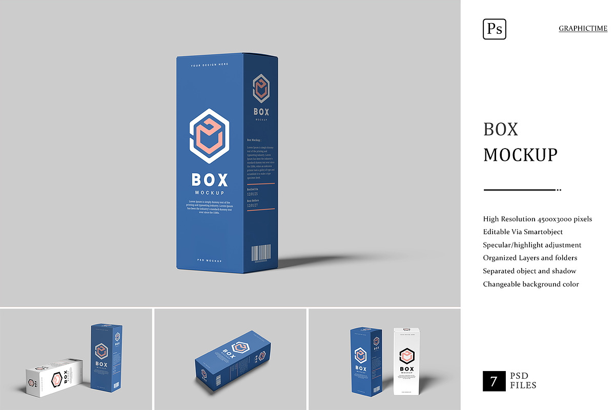 Box Mockup, a Packaging Mockup by graphictime (Photo 1 of 9)