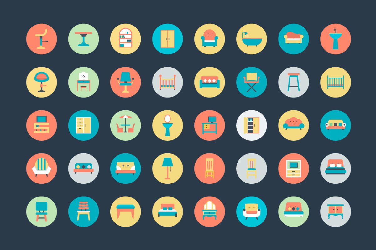 100+ Flat Furniture Icons, a Duotone Icon by Vectors Market (Photo 2 of 4)