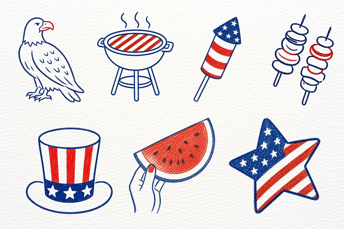 4th of July Clipart Independence Day, a Seasonal Illustration by SugarCloudStudioArt (Photo 3 of 6)