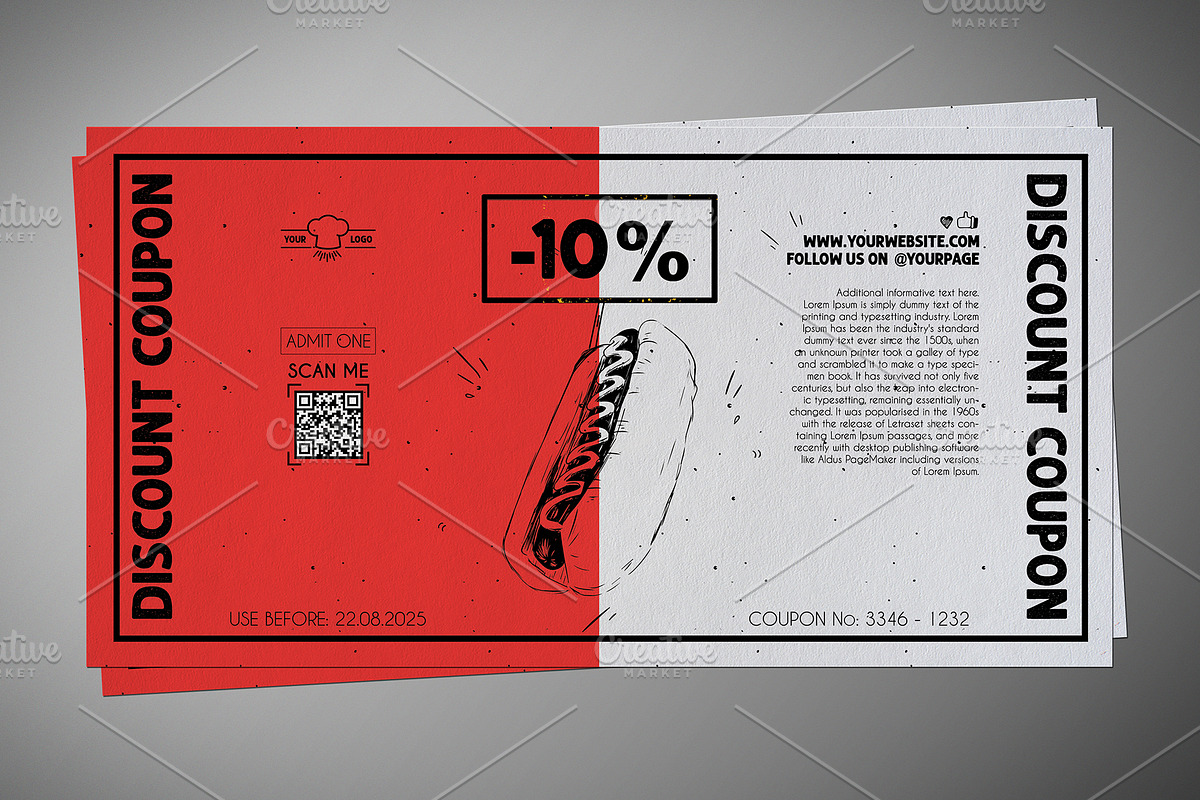 Fast Food Discount Coupon 021, a Card Template by Tzochko (Photo 7 of 8)