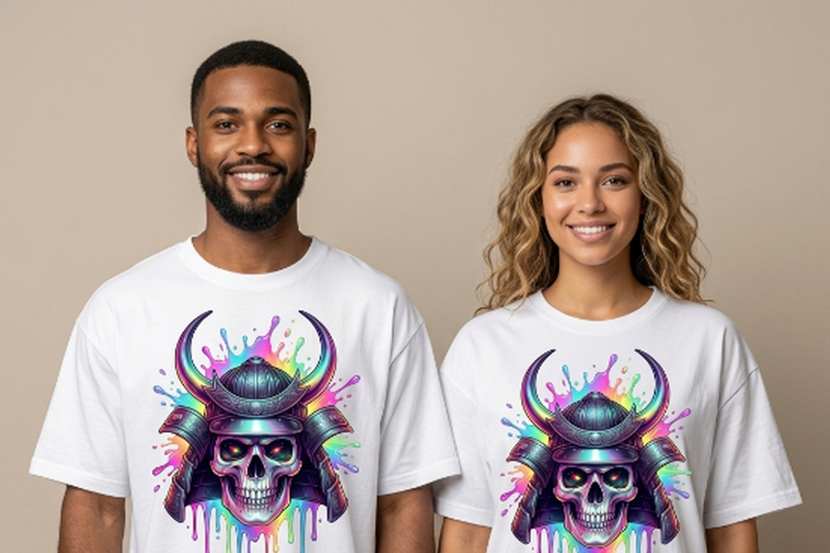 Rainbow Samurai Skull Armor, a Shirt Mockup by Vector Stall (Photo 5 of 15)