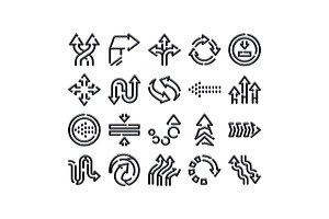 Black line arrow icons set for, an Object Graphic by pikepicture