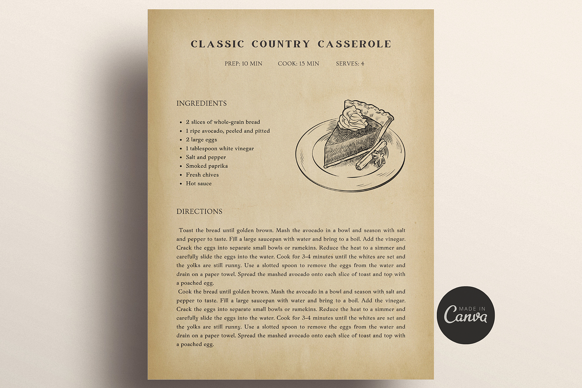 Vintage Recipe Template Canva, a Templates & Theme by OrganizationOasisRo (Photo 1 of 10)
