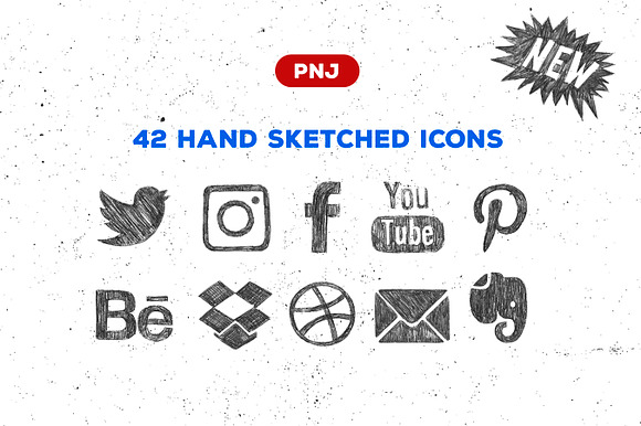 Sketchy Social Media Icons Set