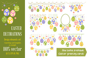 Easter Garland And Greeting Cards, an Illustration by Vector beauty