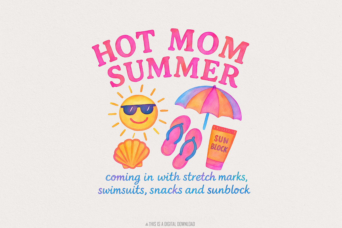 Neon Hot Mom Summer PNG, Retro 90s, an Illustration by SharpMarketplace (Photo 1 of 9)
