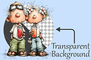 Whimsical Senior Couple Summer PNG, a Seasonal Illustration by Canvas Craft (Thumbnail 2 of 10)