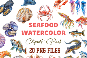 20 Watercolor Sea Animals PNG