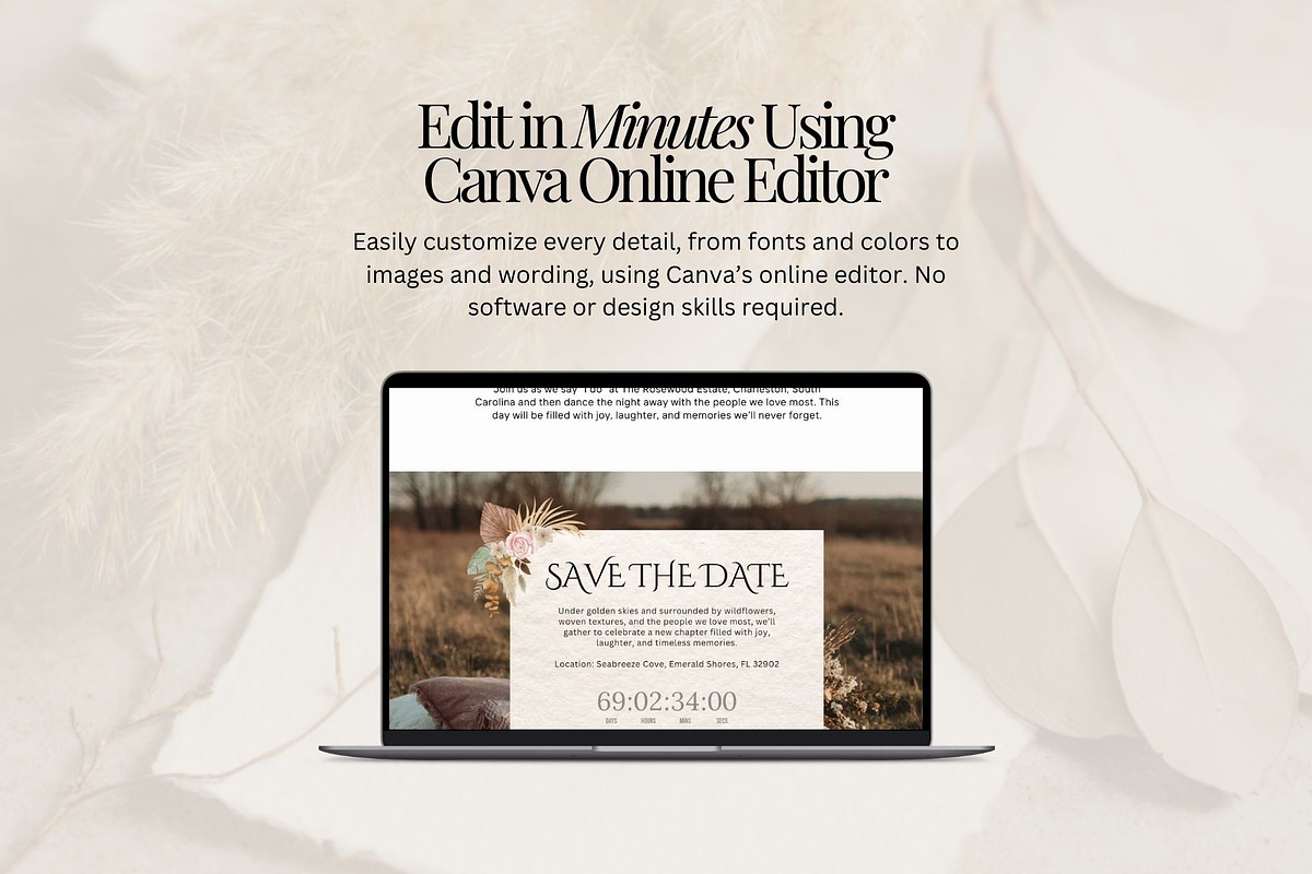 Elegant Boho Wedding Website Invite preview 6