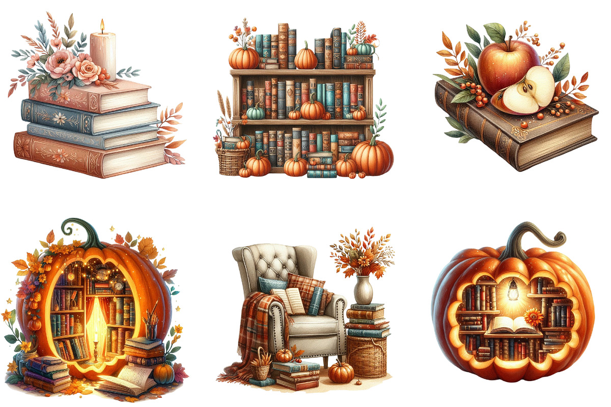 Autumn Books Sublimation Clipart Bun, an Illustration by DreamArtGraphic (Photo 2 of 4)