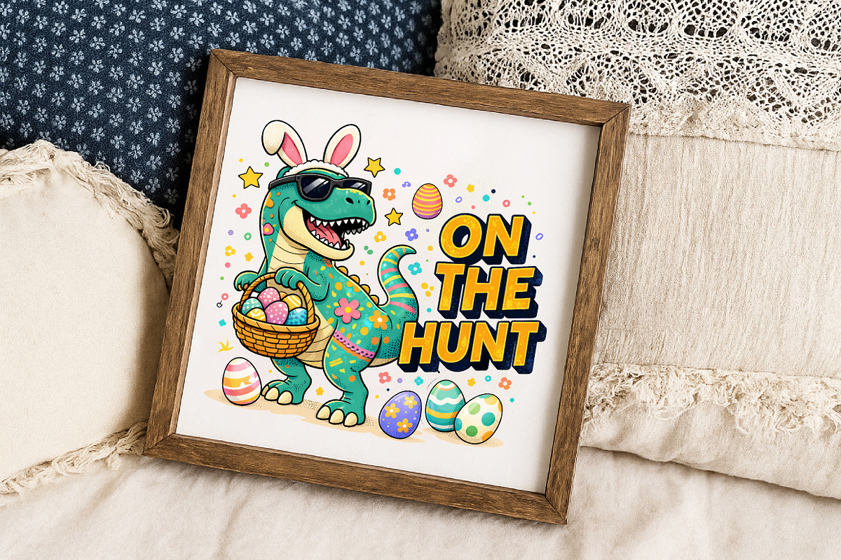 Dinosaur T Rex Easter Sublimation PN, an Illustration by Libby Wishes (Photo 6 of 6)