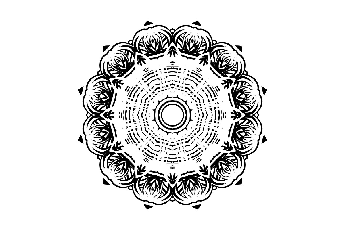 Ornamental Black White Mandala Pack, a Decorative Illustration by NJ Himel (Photo 12 of 103)