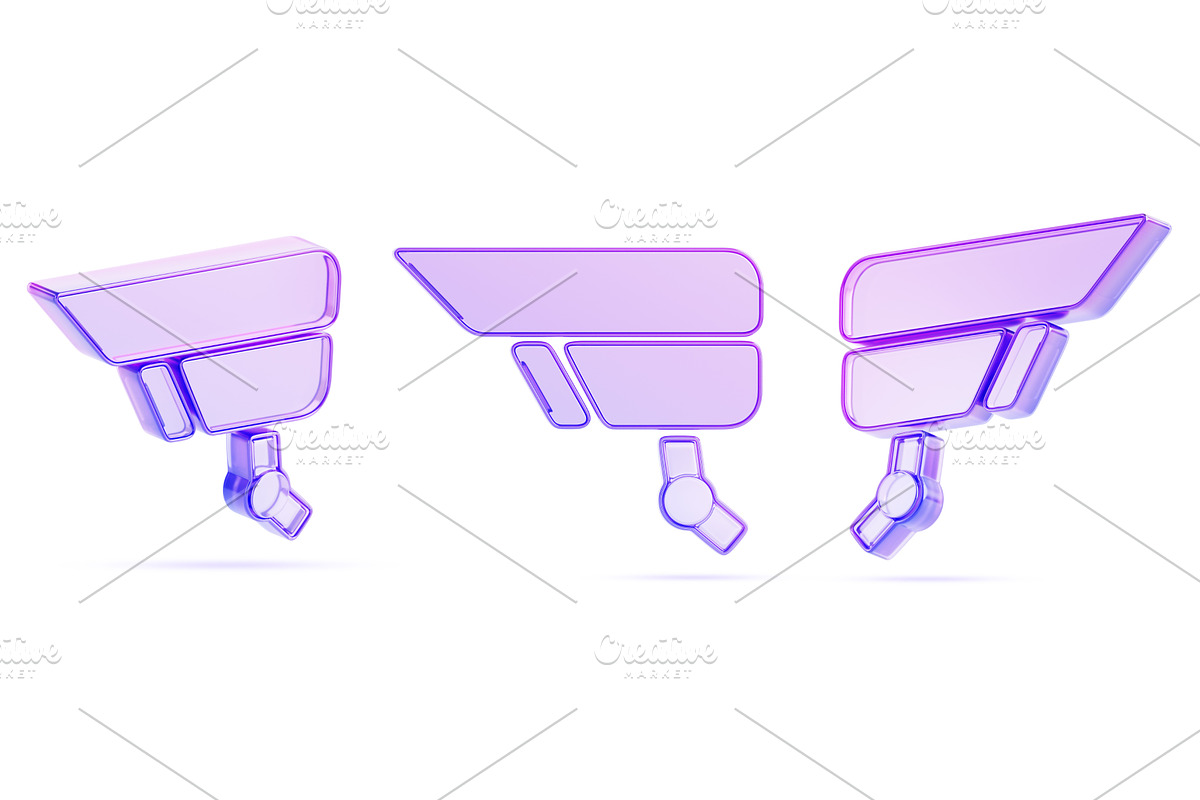 3d set of glass holographic security, a Technology Illustration by Marozhkastudio