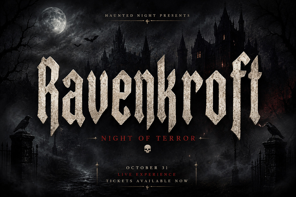 Ravenkroft — Gothic Blackletter Font, a Blackletter Font by Wow Magic (Photo 5 of 5)