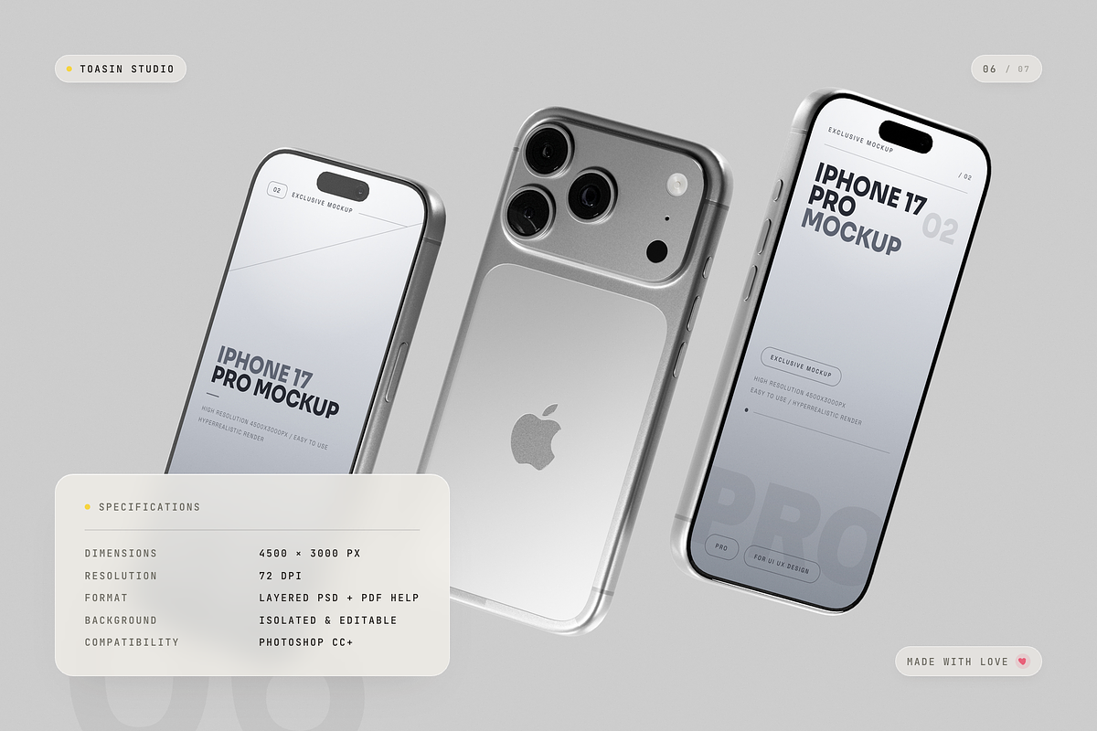 iPhone 17 Pro Mockup, an iPhone Mockup by Toasin Studio (Photo 6 of 7)