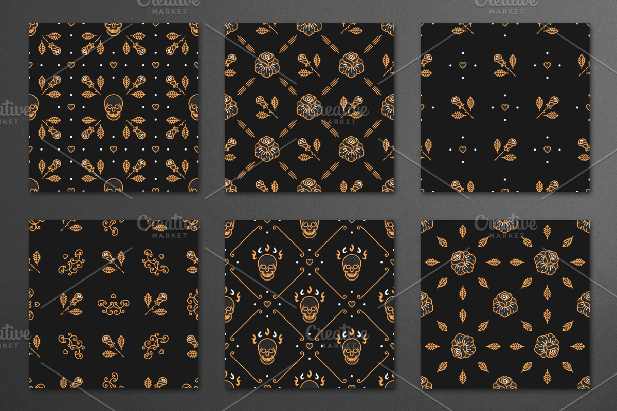 Skull & Roses: patterns, frames, a Pattern Graphic by ClipartMuchLove (Photo 2 of 8)