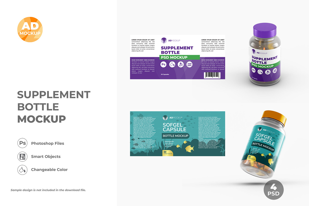 Supplement Bottle Mockup – 04 PSD, a Packaging Mockup by Adstart (Photo 5 of 5)