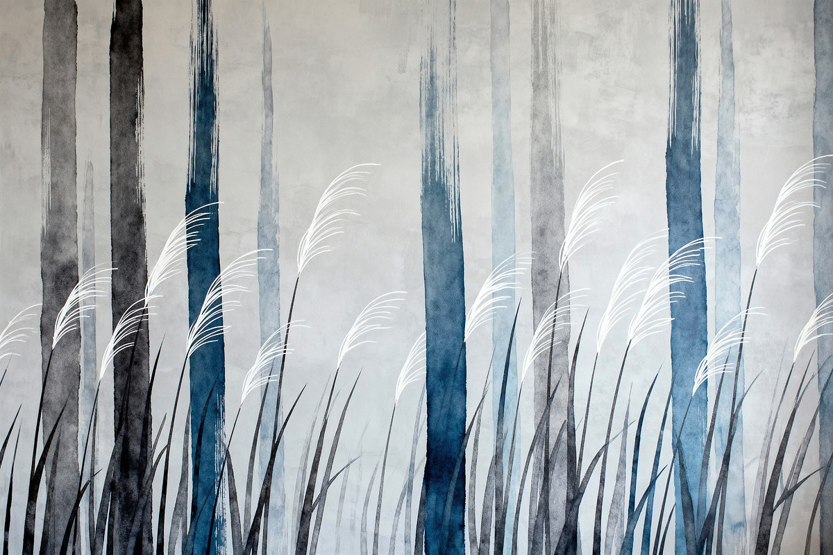 Pampas Grass Mural Wallpaper, a Decorative Illustration by Virgo Studio