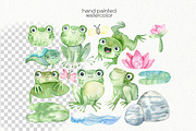 Watercolor Frog Clipart, an Illustration by OllyKo Art (Thumbnail 2 of 5)