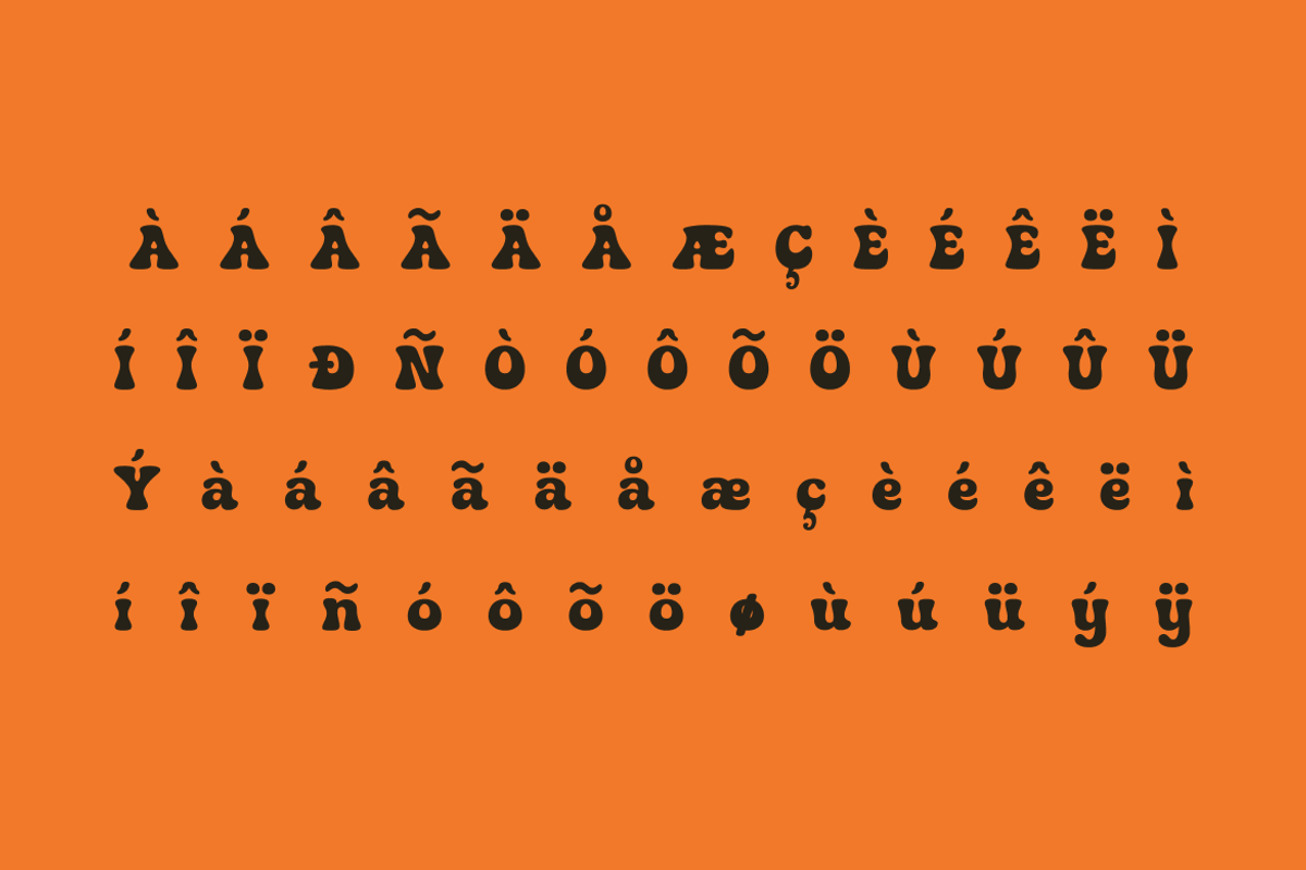 Malloray Retro Psychedelic 70's Font, a Sans Serif Font by Rasio Studio (Photo 5 of 11)