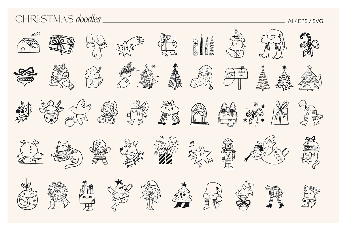 Christmas Doodles illustrations, a Decorative Illustration by Marish (Photo 5 of 10)