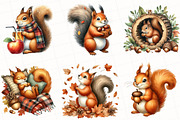 Watercolor Autumn Squirrels Clipart, an Illustration by OK Design (Thumbnail 4 of 5)