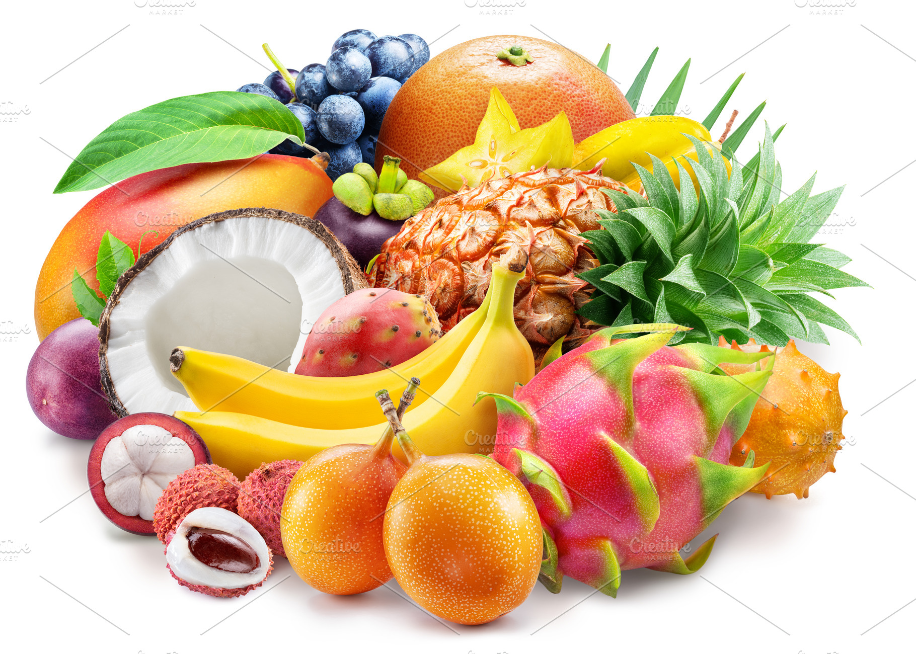 Fresh exotic tropical fruits, a Photo by Volff
