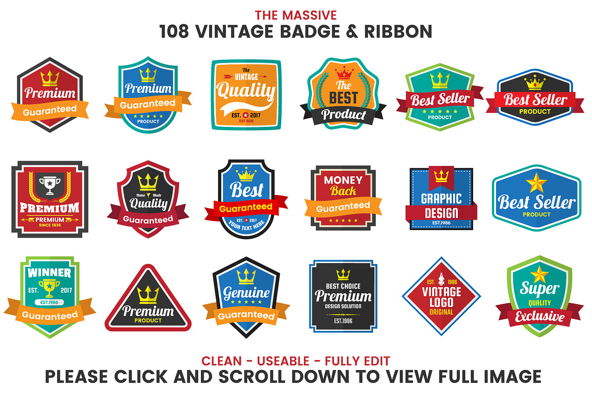 1046 VINTAGE BADGE & RIBBON, a Branding & Logo Template by Toonsteb (Photo 12 of 19)