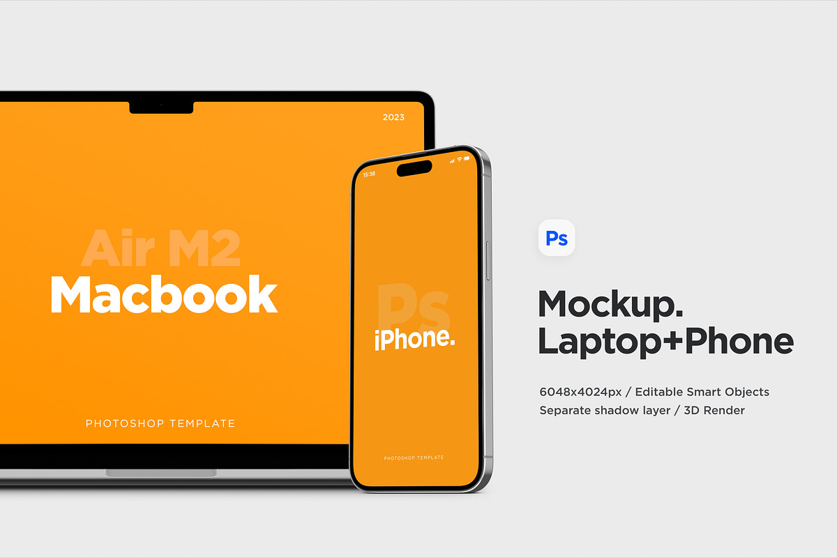 Macbook Air and iPhone Mockup Pack, a Mac Mockup by DreamVisuals (Photo 8 of 10)