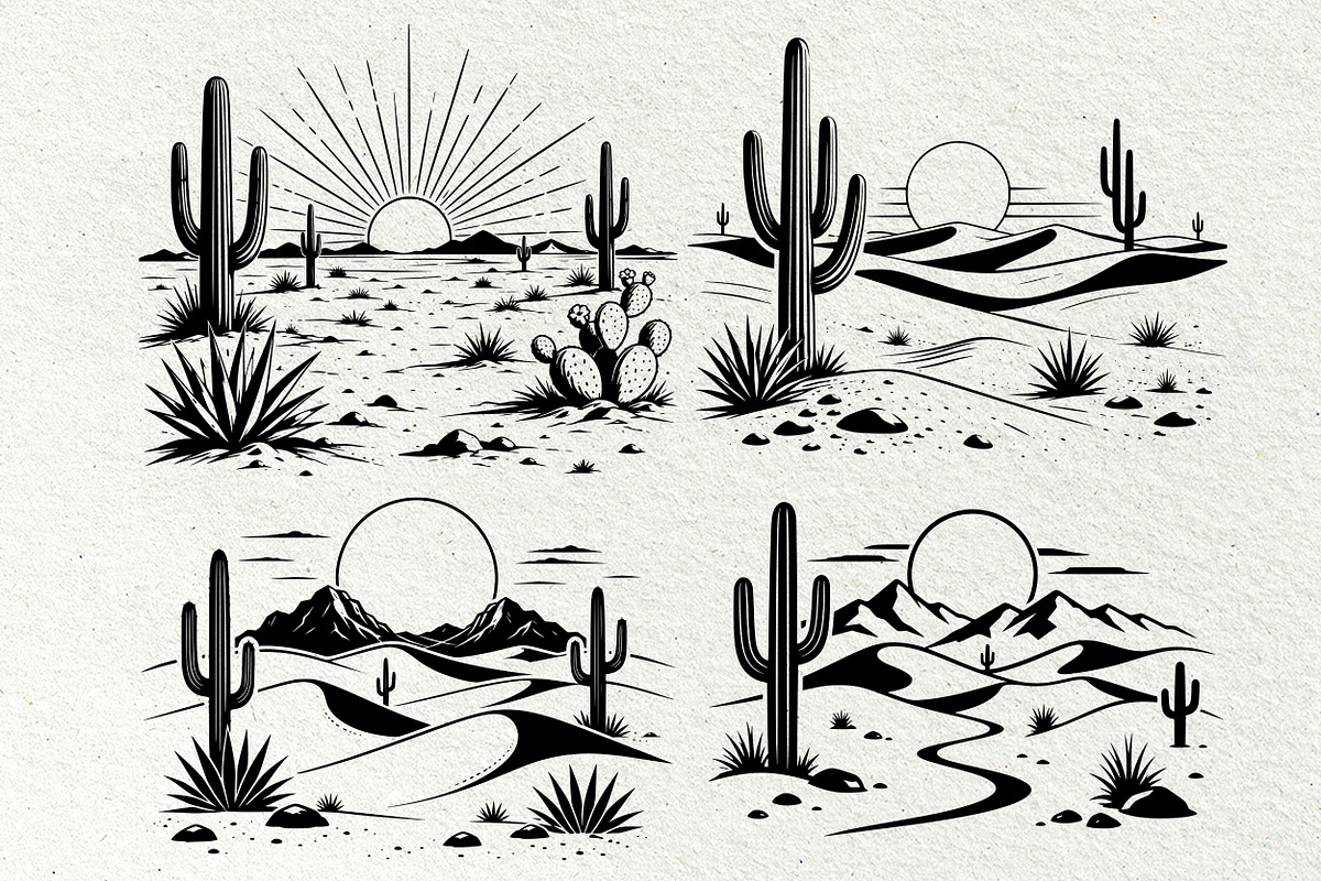 Desert Scenes Line Art Graphics, a Decorative Illustration by DENIDigitalArtSudio (Photo 9 of 10)