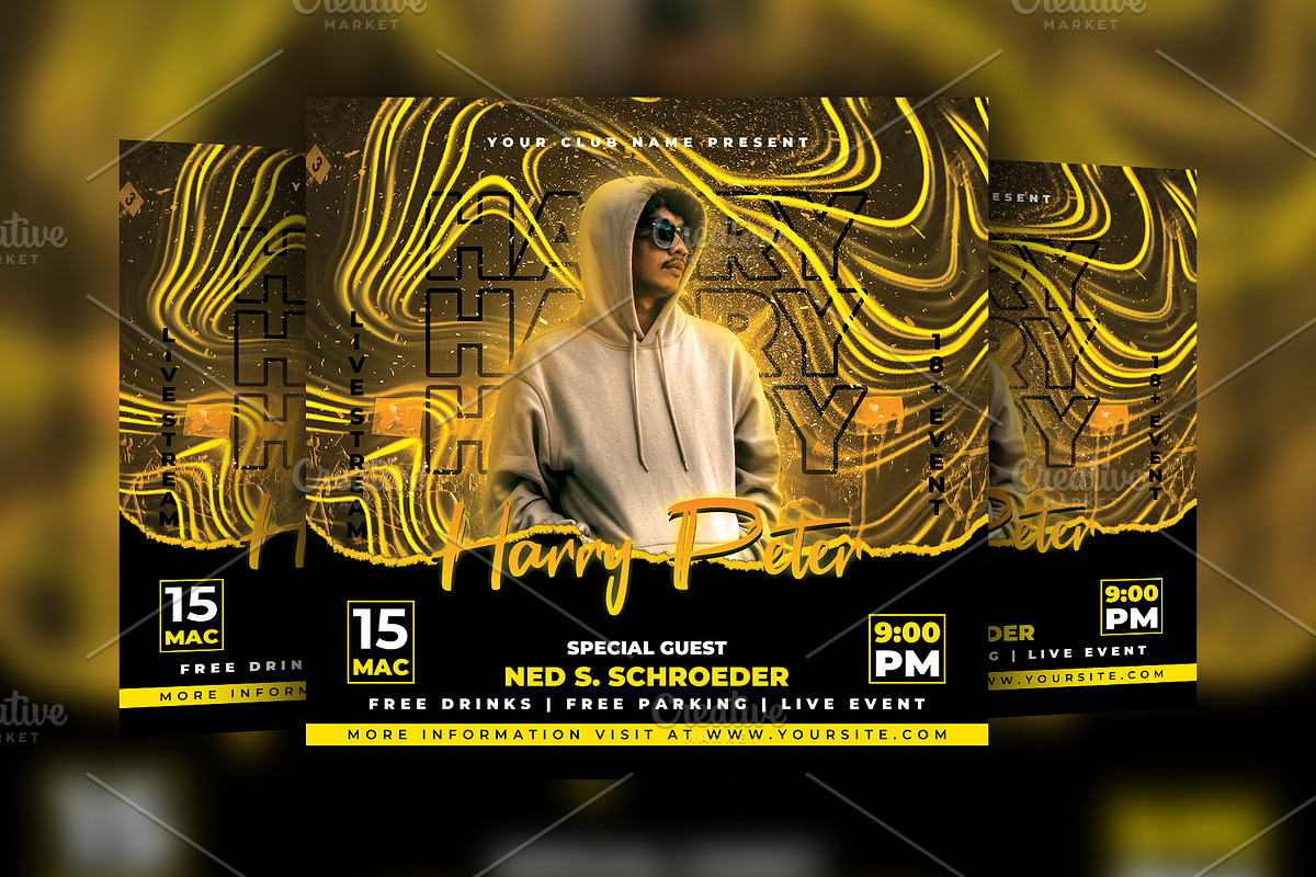 DJ Night Vibes Club - Party Flyer, a Social Media Template by HasnainGFX (Photo 1 of 2)
