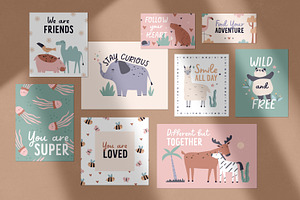 Cute childish cards with animals set, an Animal Illustration by Good Studio