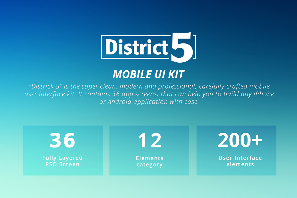District 5 Mobile UI kit, an UI Kit Template by Sladedesign (Photo 2 of 2)