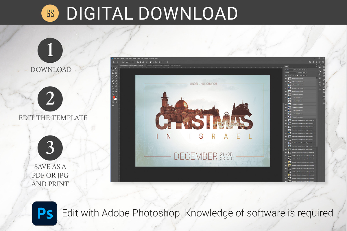 Christmas In Israel Postcard PSD, a Flyer Template by Godserv Designs (Photo 10 of 11)