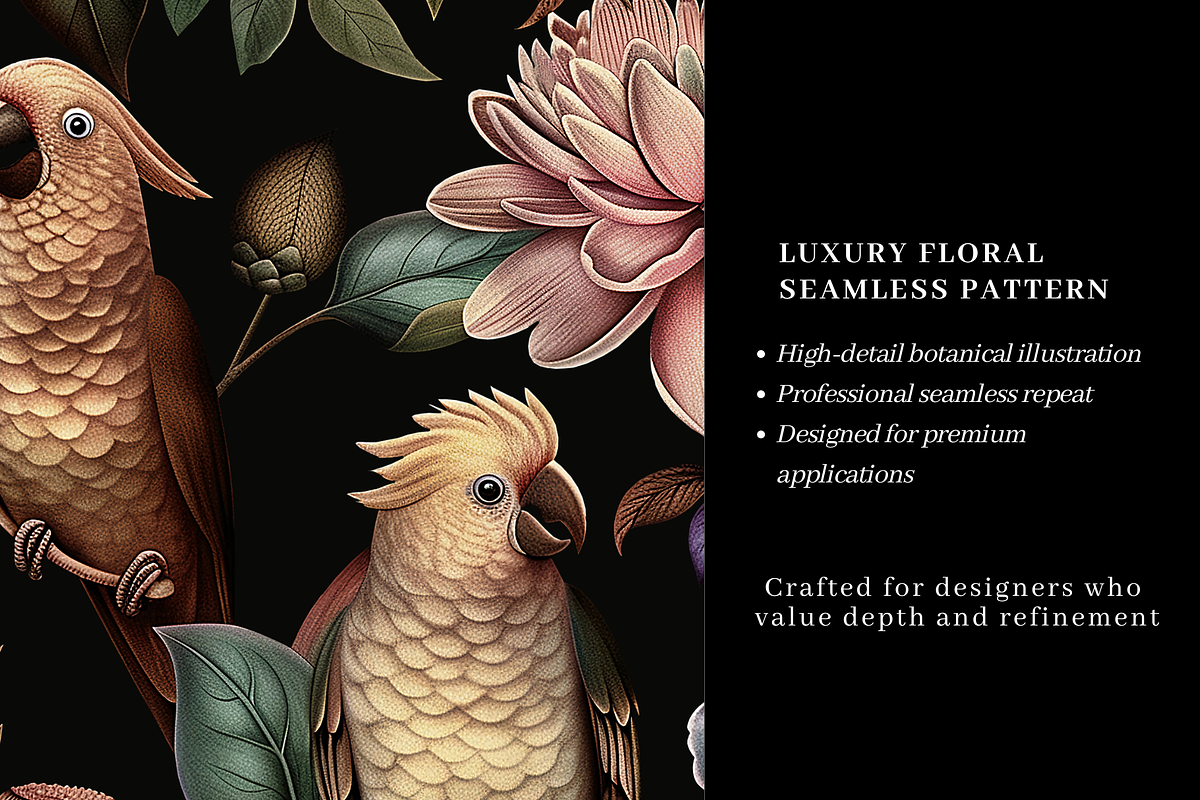 Seamless Floral & Parrot Pattern, a Pattern Graphic by LUSH Studio (Photo 3 of 6)