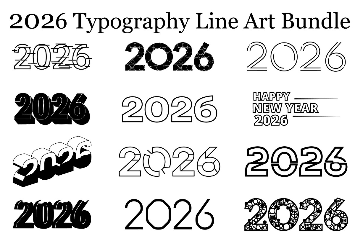 2026 New Year Icons Pack, an Illustration by BIPLOB EXPERT (Photo 1 of 13)