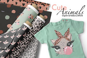 Cute Animals Clipart & Patterns