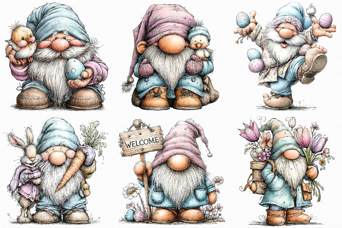 Cute Easter Gnome Clipart, an Illustration by Libby Wishes (Photo 6 of 6)