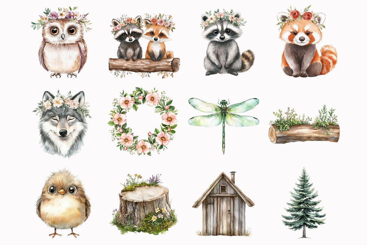 Cute Forest Animals Clip Art, an Illustration by Design Market (Photo 3 of 5)