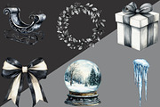 Black And White Christmas Clipart, an Illustration by Black Bird Studio (Thumbnail 2 of 6)