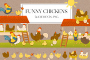 Funny chickens farm clipart, an Animal Illustration by LukaJreym (Thumbnail 7 of 7)