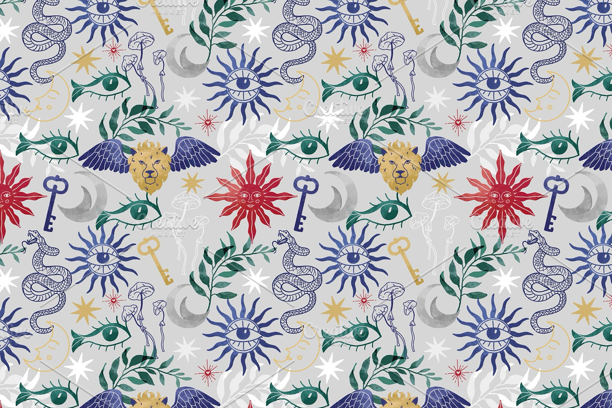 8 seamless esoteric patterns, a Decorative Illustration by SvetaDraws (Photo 6 of 11)
