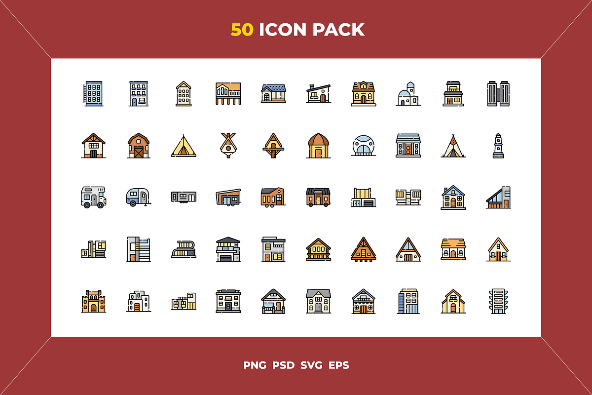 Type of houses icons, an Outline Icon by Wencory (Photo 1 of 2)
