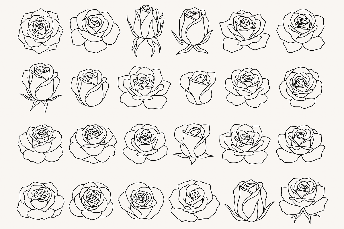 Rose Flower Line Art Illustration, a Decorative Illustration by Kusumaillustration (Photo 3 of 11)