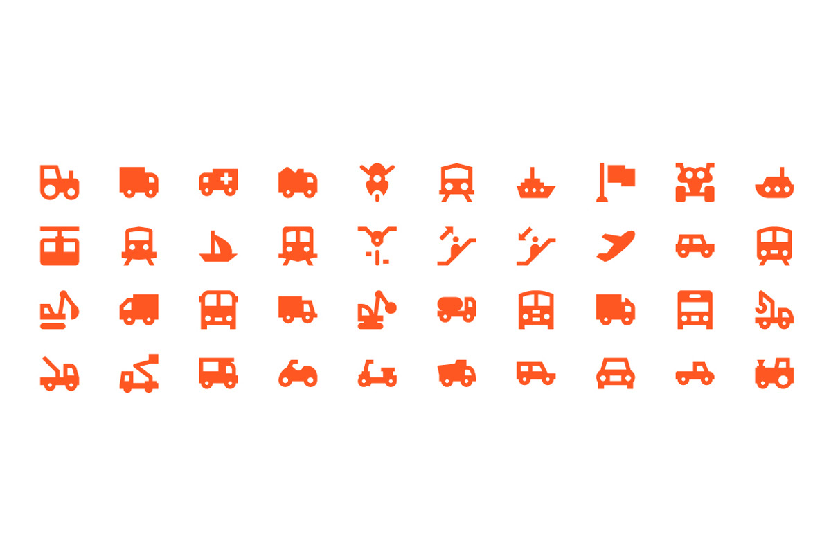 90 Transportation Material Icons, a Solid Icon by Creative Stall (Photo 2 of 2)