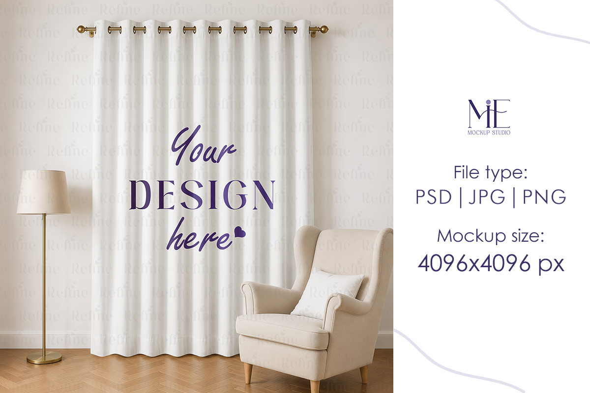 Linen Fabric Curtain Mockup, a Household Mockup by Mie Mockup Studio (Photo 2 of 5)