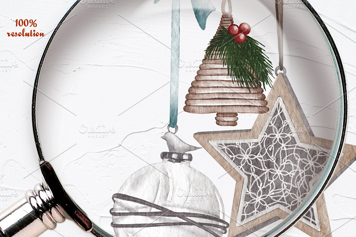 Farmhouse Christmas Watercolor Set, a Seasonal Illustration by BarvArt (Photo 27 of 28)