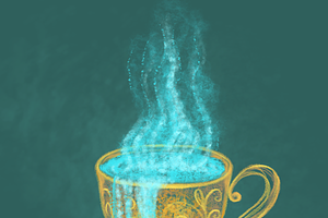 A gold cup of pure water overflow, an Illustration by AMMi