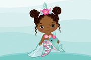 Vector Afro Baby Unicorn Mermaid, an Illustration by TheCreativeMill (Thumbnail 2 of 5)