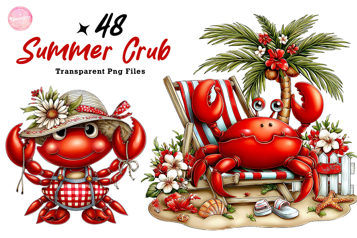 Whimsical Summer Crub Clipart, an Illustration by CreationArt (Photo 1 of 7)